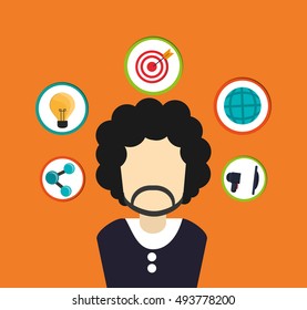 man surrounded by assorted communication related icons image 