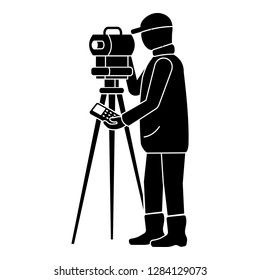 Man surveyor icon. Simple illustration of man surveyor vector icon for web design isolated on white background