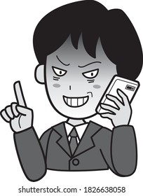 A man in a suspicious suit talking on a mobile phone