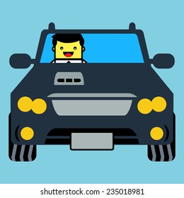 Man in SUV car. 