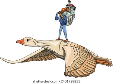 the man and swan immigrating, immigration