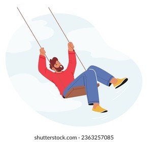 El Hombre Se Mueve Sobre Una Arena, Su Risas Repitiendo Por El Aire, Mientras Disfruta De Un Momento De Pura Alegría. Personaje masculino adulto alegre en Rope Teeterboard. Ilustración de vectores de personas de caricatura