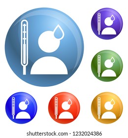Man sweat icons set vector 6 color isolated on white background