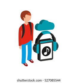 man sweater music streaming graphic vector illustration eps 10