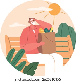 Man sweating on sun vector illustration