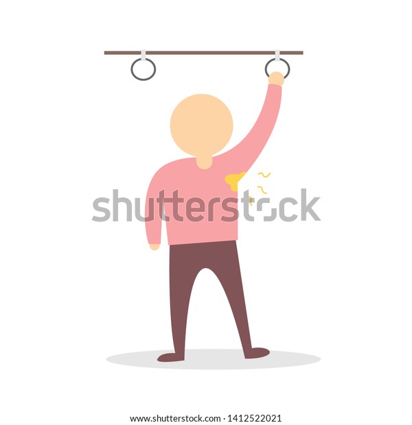 man with\
sweating under armpit. vector\
illustration