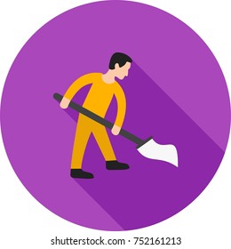 Man Sweeping Floor