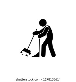 man sweeping icon. Element of man cleaning icon for mobile concept and web apps. Glyph man sweeping icon can be used for web and mobile