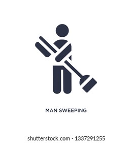 man sweeping isolated icon. Simple element illustration from behavior concept. man sweeping editable logo symbol design on white background. Can be use for web and mobile.
