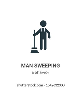 Man sweeping vector icon on white background. Flat vector man sweeping icon symbol sign from modern behavior collection for mobile concept and web apps design.