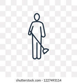 Man Sweeping vector outline icon isolated on transparent background, high quality linear Man Sweeping transparency concept can be used web and mobile