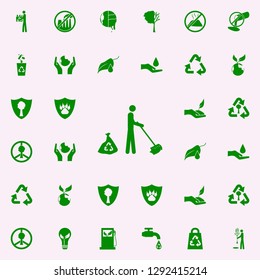 the man sweeps green icon. greenpeace icons universal set for web and mobile