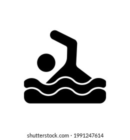 Man swim glyph icon. Vector fill black illustration.