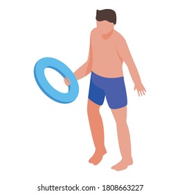 Man swim ring icon. Isometric of man swim ring vector icon for web design isolated on white background
