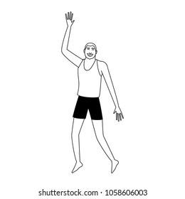 Man with swim suit jumping