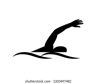 Man Swimming Black Silhouette Isolated On Stock Vector (Royalty Free ...