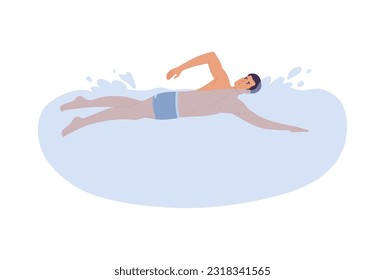 A man is swimming in a crawl, vector illustration.