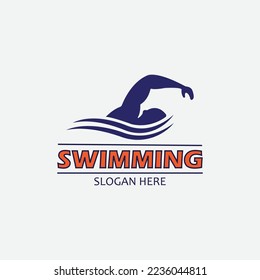 man swimming designed on sunlight background graphic vector