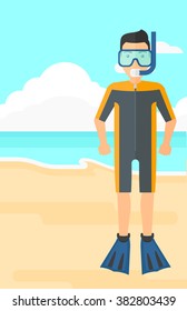 Man with swimming equipment.