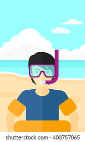 Man with swimming equipment.
