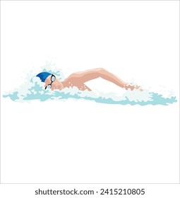 man swimming freestyle. vector illustration