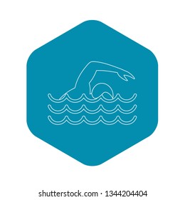 Man swimming the front crawl in a pool icon. Outline illustration of man swimming the front crawl in a pool vector icon for web