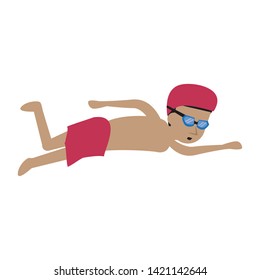 man swimming with googles and cap cartoon isolated vector illustration graphic design