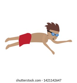 man swimming with googles cartoon isolated vector illustration graphic design