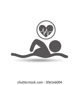 man swimming heart rate icon design vector illustration eps 10