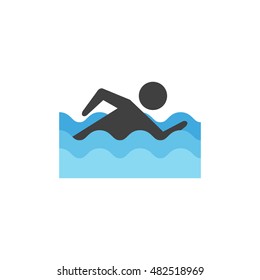 Man swimming icon in flat color style. Athlete triathlon Olympics Olympian sport