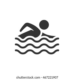 Man swimming icon in single grey color. Athlete triathlon olympics olympian sport