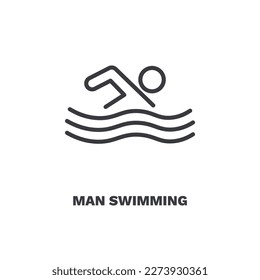 man swimming icon. Thin line man swimming icon from Fitness and Gym collection. Outline vector isolated on white background. Editable man swimming symbol can be used web and mobile