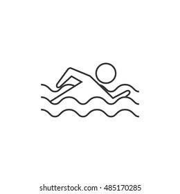 Man swimming icon in thin outline style. Athlete triathlon Olympics Olympian sport