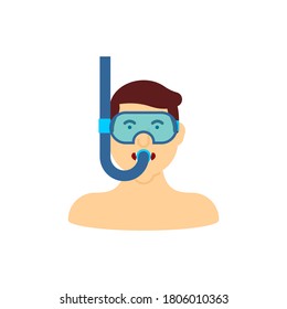 Man in swimming mask and snorkel. vector illustration