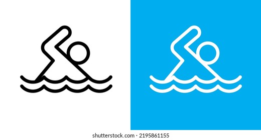 Man swimming outline icon design vector. Free swim in pool symbol illustration.	