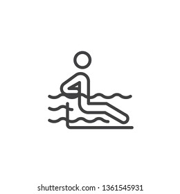 Man in a swimming pool line icon. linear style sign for mobile concept and web design. Man relax hydromassage bathing outline vector icon. Symbol, logo illustration. Pixel perfect vector graphics