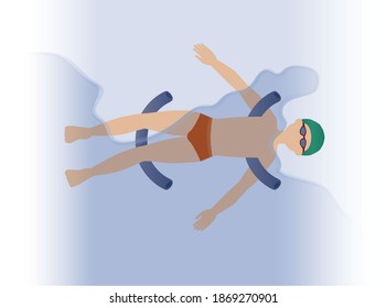 Man swimming with pool noodles - illustration