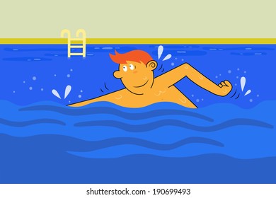man swimming in the pool,illustration,vector