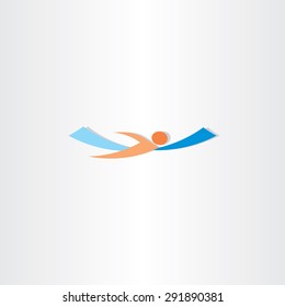 man swimming in sea logo design