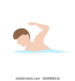 The man is swimming in the sea. Sports guy swims in the pool. Water sport. Isolated vector illustration