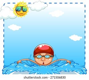 Man swimming under bright sun