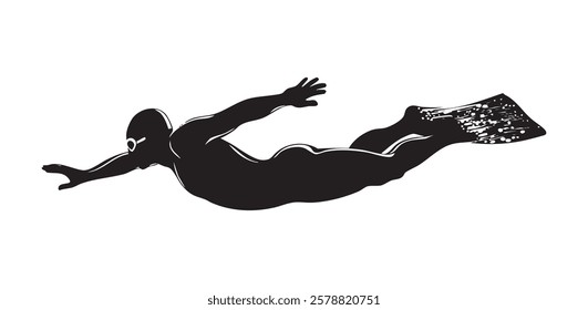 A man is swimming underwater with his arms outstretched