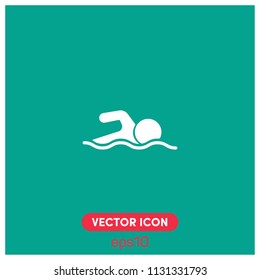 Man Swimming Vector Icon Illustration For Web And Mobile App.Ui/Ux.Green Backround.Premium Quality.