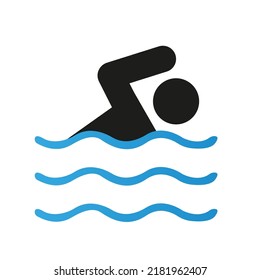 Man swimming in water. Vector illustration