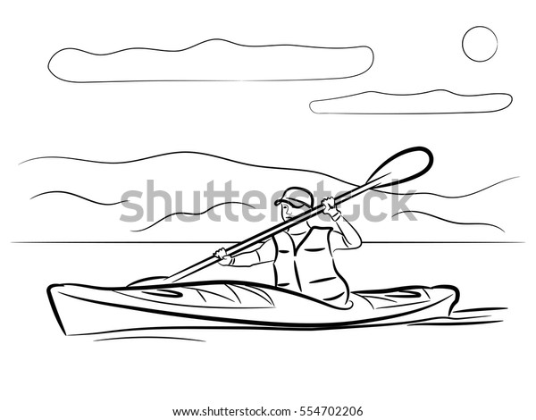 Man Swims On Kayak Vector Image Stock Vector (Royalty Free) 554702206 ...