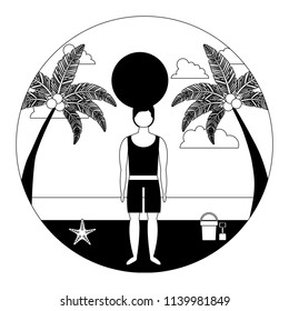 man with swimsuit in the beach icon