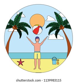 man with swimsuit in the beach icon
