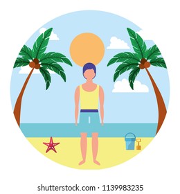 man with swimsuit in the beach icon