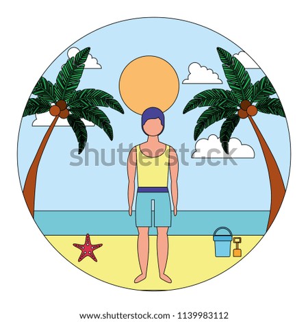 man with swimsuit in the beach icon