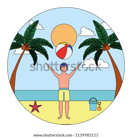 man with swimsuit in the beach icon
